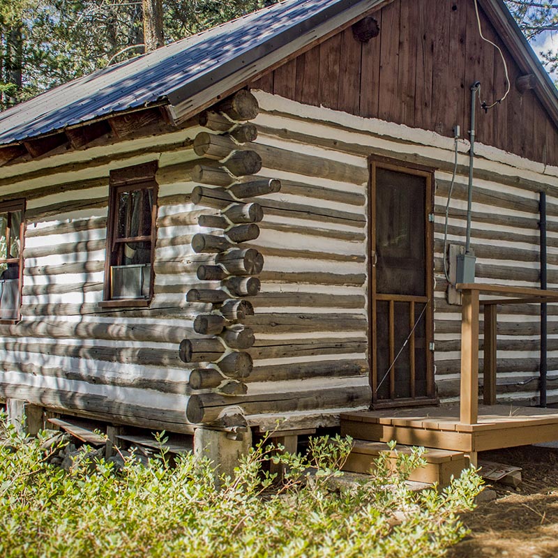 Sardine Lake Resort — traditional log cabin exterior, Sierra Nevada Gold Lake area