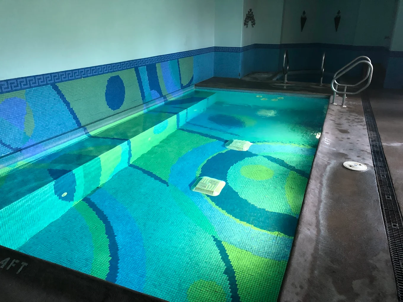 The Inn at Nakoma — resort indoor spa pool with decorative mosaic tile, Nakoma CA
