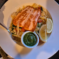 Cuccia's Restaurant — fresh salmon with pesto, a signature dish in Graeagle CA